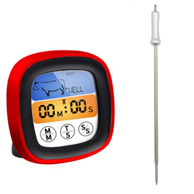 Instant Read Meat Thermometer Probe Wire Ψηφιακή οθόνη LCD Οθόνης φούρνου Ασφαλές θερμόμετρο τροφίμων για ευαίσθητα στο μαγείρεμα, έγχρωμα εργαλεία μπάρμπεκιου