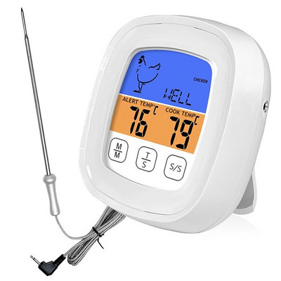 Instant Read Meat Thermometer Probe Wire Ψηφιακή οθόνη LCD Οθόνης φούρνου Ασφαλές θερμόμετρο τροφίμων για ευαίσθητα στο μαγείρεμα, έγχρωμα εργαλεία μπάρμπεκιου