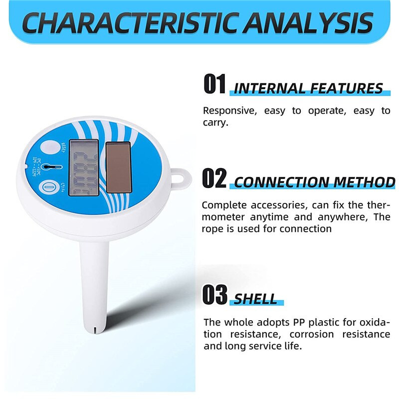 Vanjski unutarnji bazen i toplice Digitalni plutajući vodootporni solarni termometar s Fahrenheit Celsius LCD zaslonom temperature