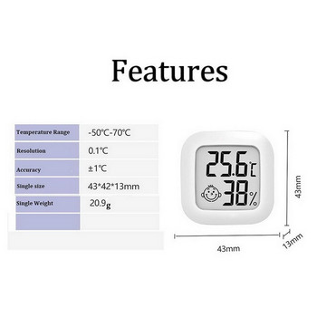 Мини термометър Хигрометър Вътрешен и външен LCD цифров термометър Сензор Хигрометър Температурен инструмент 1 бр./2 бр.