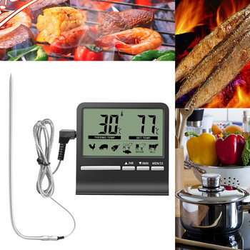 Термометър за месо Кухненски цифров готварски сонда за храна Барбекю Измервател на температурата на готвене Аларма за печене Таймер Измервателни инструменти