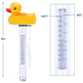 Термометър за басейн Плаващ буй Термометър за басейн с голям EZ дисплей за четене Анимационен стил Епруветка за температура на водата Фаренхайт