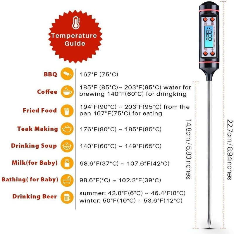 1 vnt Elektronische Digitale Voedsel Thermometer Voor Cake Candy Bak Bbq Voedsel Vlees Temperatuur Huishoudelijke termometrai