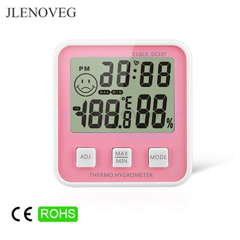 C / F LCD Цифров алармен термометър Електронен измервател на температурата Влагомер Тестер Хигрометър Домашна вътрешна метеорологична станция 12H 24H