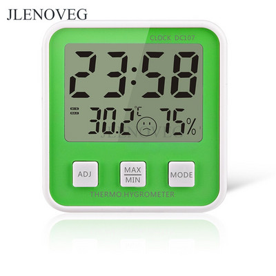 C/F LCD digitálny alarm teplomer elektronický merač teploty a vlhkosti tester vlhkomer domáca vnútorná meteorologická stanica 12H 24H