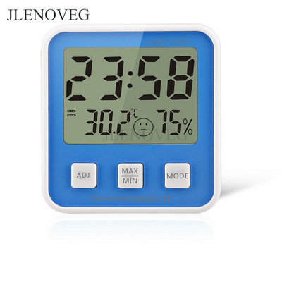 C/F LCD digitálny alarm teplomer elektronický merač teploty a vlhkosti tester vlhkomer domáca vnútorná meteorologická stanica 12H 24H