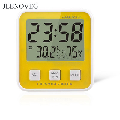 C/F LCD digitálny alarm teplomer elektronický merač teploty a vlhkosti tester vlhkomer domáca vnútorná meteorologická stanica 12H 24H