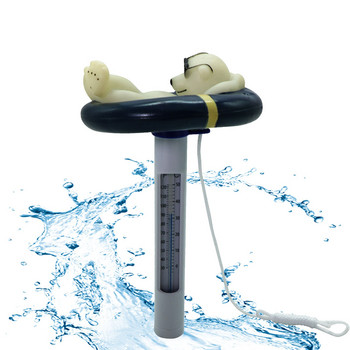 Плаващ термометър за басейн с мечка Термометър за температура на водата Устойчив на разбиване, издръжлив лек термометър за тръба за басейн