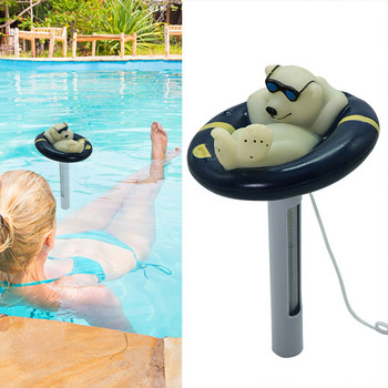 Плаващ термометър за басейн с мечка Термометър за температура на водата Устойчив на разбиване, издръжлив лек термометър за тръба за басейн