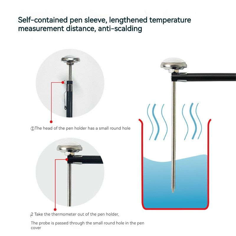 Termometru cu sondă din oțel inoxidabil, 1 buc, citire instantanee, bucătărie, alimente, gătit, lapte, cafea, carne, grătar, termometre de uz casnic în siguranță