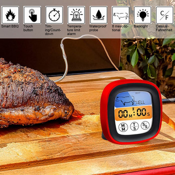 Οθόνη αφής Θερμόμετρο τροφίμων Ψηφιακό κρέας πουλερικών LCD Ηλεκτρικός ελεγκτής θερμοκρασίας μαγειρέματος BBQ Προμήθειες κουζίνας ψησίματος