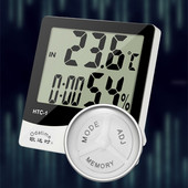 Odatime LCD digitaalne termomeeter Hügromeeter elektrooniline sisekeskkonna temperatuur õhuniiskus kellaga majapidamistermomeetriga