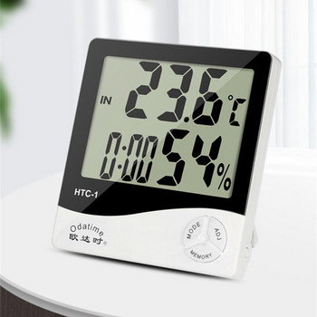 Odatime LCD Цифров термометър Хигрометър Електронна температура на вътрешната среда Влажност с часовник Домакински термометър