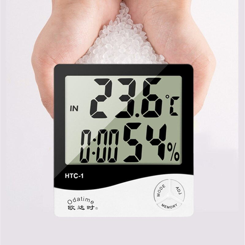 Odatime LCD digitaalne termomeeter Hügromeeter elektrooniline sisekeskkonna temperatuur õhuniiskus kellaga majapidamistermomeetriga