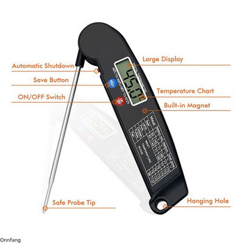 Сгъваем термометър за барбекю Грил за храна Електронен измервател на температурата на маслото Термометър Цифров кухненски термометър за готвене