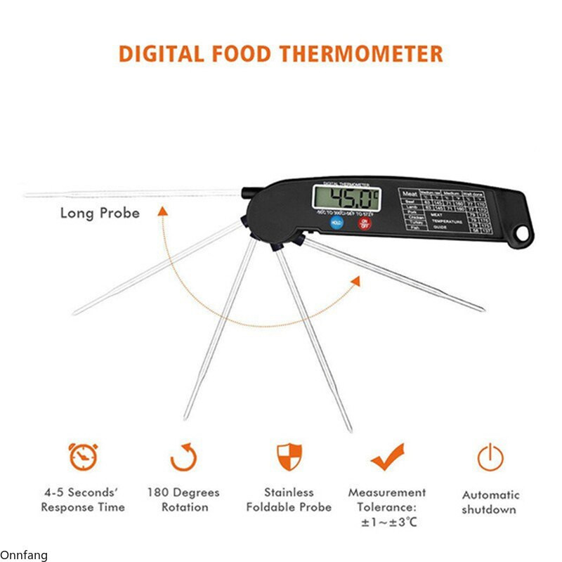 Πτυσσόμενο Μπάρμπεκιου Θερμόμετρο Γκριλ Τροφίμων Ηλεκτρονικό Λαδιόμετρο Θερμόμετρο Ψηφιακό Θερμόμετρο Κουζίνας για Μαγείρεμα
