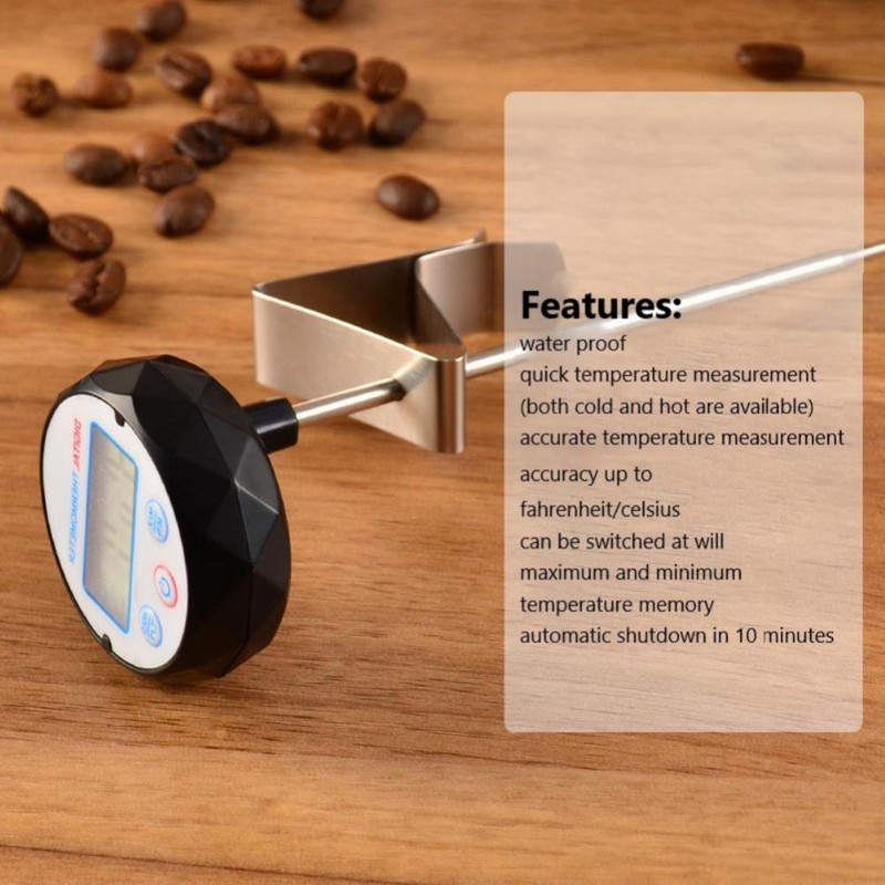 Käsitsi kohv elektrooniline termomeeter Kaasaskantav roostevabast terasest vee, piima ja liha toidu jaoks küpsetusõli temperatuuri mõõtmiseks köök