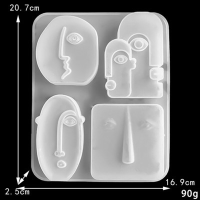 4 σε 1 αφηρημένο καλούπι κεριών προσώπου από σιλικόνη Χειροποίητο DIY Κέικ σαπουνιού αρωματοθεραπείας από γύψο Σοκολατένια φόρμα για παγάκια Δώρα διακόσμησης σπιτιού