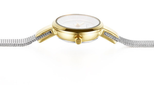 Hõbedane ümara kujuga naiste käekell