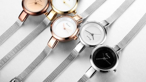 Hõbedane ümara kujuga naiste käekell