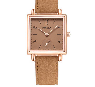 Γυναικείο τετράγωνο ρολόι - με λουράκι από οικολογικό δέρμα