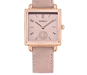 Γυναικείο τετράγωνο ρολόι - με λουράκι από οικολογικό δέρμα