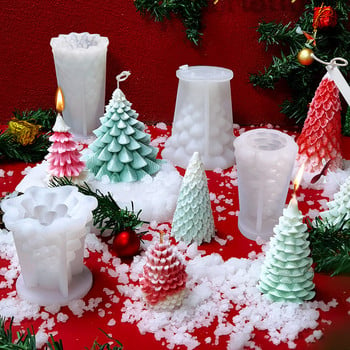 Силиконова форма за свещи с аромат на Коледа Изработка Направи си сам Ново коледно дърво на Дядо Коледа Гипс, ръчно изработен сапун, Форми за Дядо Коледа, Снежен човек, Инструменти от смола