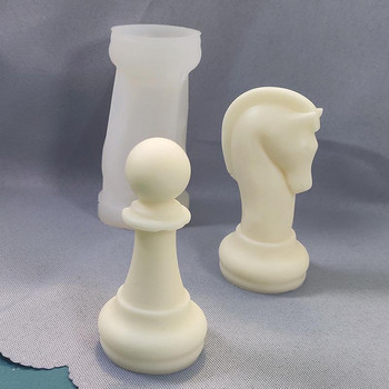 3D шахматна свещ Силиконова форма Войник Кон Слон Кола Крал Кралица Шах Комплект от шест части Форма за свещи Форма за свещи Изработка на свещи