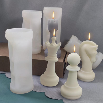 3D Chess Candle Mould Silicone Soldier Horse Elephant Car King Queen Chess Six-Piece Set Candle Mold Mold Candle Mold Κερί Κατασκευή