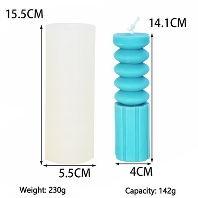 Νέο καλούπι κεριού γεωμετρικού κυλίνδρου Κυλινδρικό καλούπι κεριών αρωματοθεραπείας DIY Καλούπι γεωμετρικού σχήματος Vortex για διακόσμηση σπιτιού