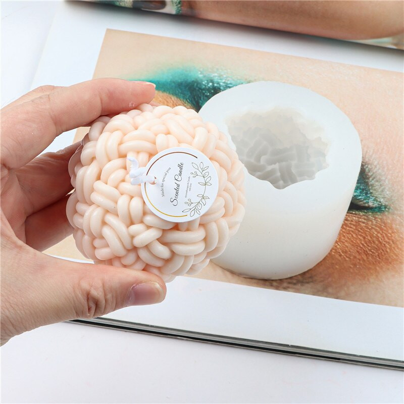 Πλέξιμο μάλλινη μπάλα στρογγυλή φόρμα κεριών DIY Αρωματικό κερί προμήθειες κατασκευής σαπουνιού μους φόρμα κέικ για το σπίτι χειροτεχνία Διακόσμηση επιφάνειας εργασίας