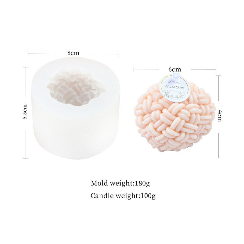 Πλέξιμο μάλλινη μπάλα στρογγυλή φόρμα κεριών DIY Αρωματικό κερί προμήθειες κατασκευής σαπουνιού μους φόρμα κέικ για το σπίτι χειροτεχνία Διακόσμηση επιφάνειας εργασίας