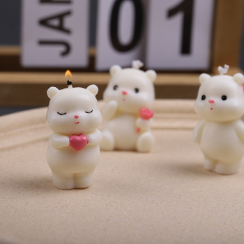 3D Cute Bear Candle Molds Направи си сам гипсови орнаментни форми Confession Bear Aromatherapy Candle Силиконова форма Ръчно изработени сапунени форми от смола