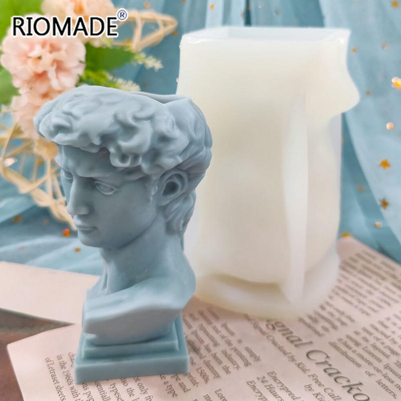 Mucegai din silicon pentru vază David Head DIY Lumânare din rășină de gips Mucegai pentru aromoterapie pentru suport pentru stilou Vază Artizanat Mucegai pentru decorare