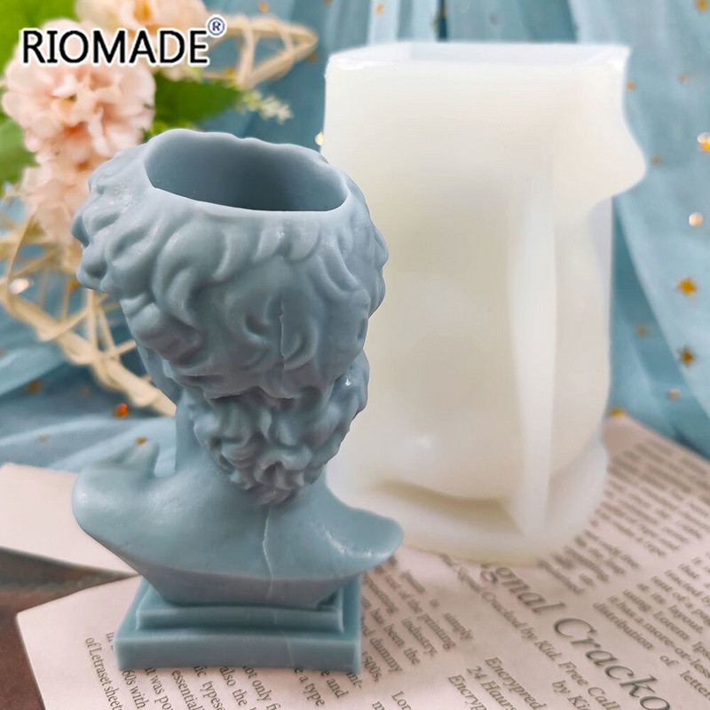 Mucegai din silicon pentru vază David Head DIY Lumânare din rășină de gips Mucegai pentru aromoterapie pentru suport pentru stilou Vază Artizanat Mucegai pentru decorare