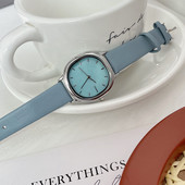 Casual γυναικείο ρολόι με στρογγυλό σχήμα και δερμάτινο λουράκι