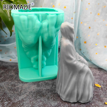 3D Wizard Mould Silicone Candle Mould Halloween Party Decoration Home Decoration DIY Making Gypsum Resin Aromatherapy Standing Grim Reaper Mold
