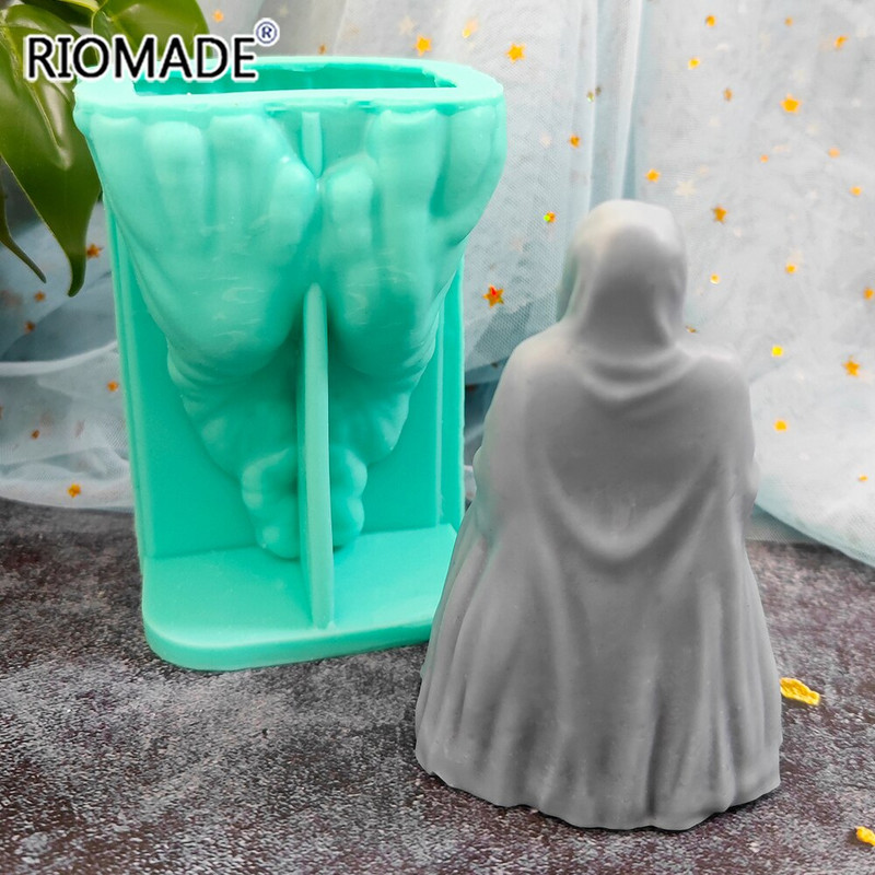 3D Wizard Mould Silicone Candle Mould Halloween Party Decoration Home Decoration DIY Making Gypsum Resin Aromatherapy Standing Grim Reaper Mold