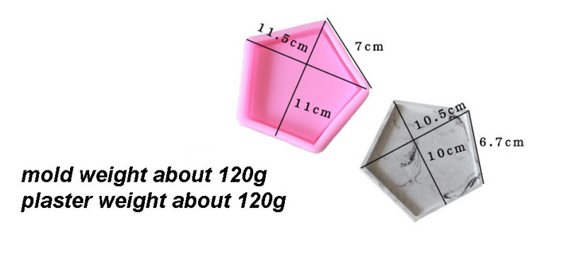 Pentagon alap lakberendezési cikkek tányérok beton edény kézzel készített forma ovális kerek négyzet alakú kocka gyertyatartó szilikon forma