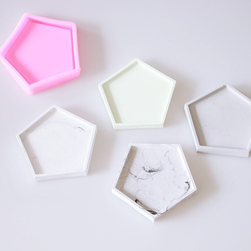 Pentagon alap lakberendezési cikkek tányérok beton edény kézzel készített forma ovális kerek négyzet alakú kocka gyertyatartó szilikon forma