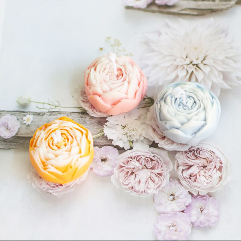 Gražus bijūnų minkštas silikoninis pelėsis pasidaryk pats rožių žvakė šokoladinė apversta cukraus kepimo forma Rankų darbo muilas Aromaterapija gipso klijų forma