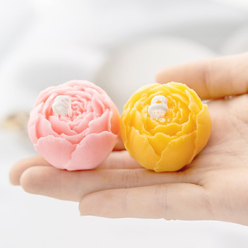 Gražus bijūnų minkštas silikoninis pelėsis pasidaryk pats rožių žvakė šokoladinė apversta cukraus kepimo forma Rankų darbo muilas Aromaterapija gipso klijų forma