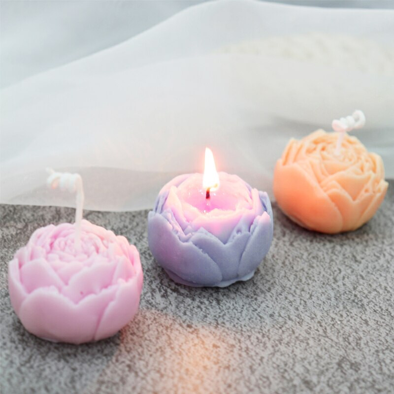 Gražus bijūnų minkštas silikoninis pelėsis pasidaryk pats rožių žvakė šokoladinė apversta cukraus kepimo forma Rankų darbo muilas Aromaterapija gipso klijų forma