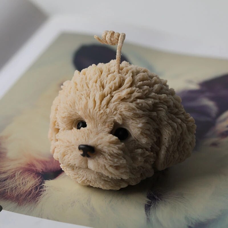 Χαριτωμένο Poodle Puppy Κερί Σιλικόνης για DIY Χειροποίητο Κερί Aromatherapy Γύψινα στολίδια Χειροτεχνία Καλούπι μους σαπουνιού