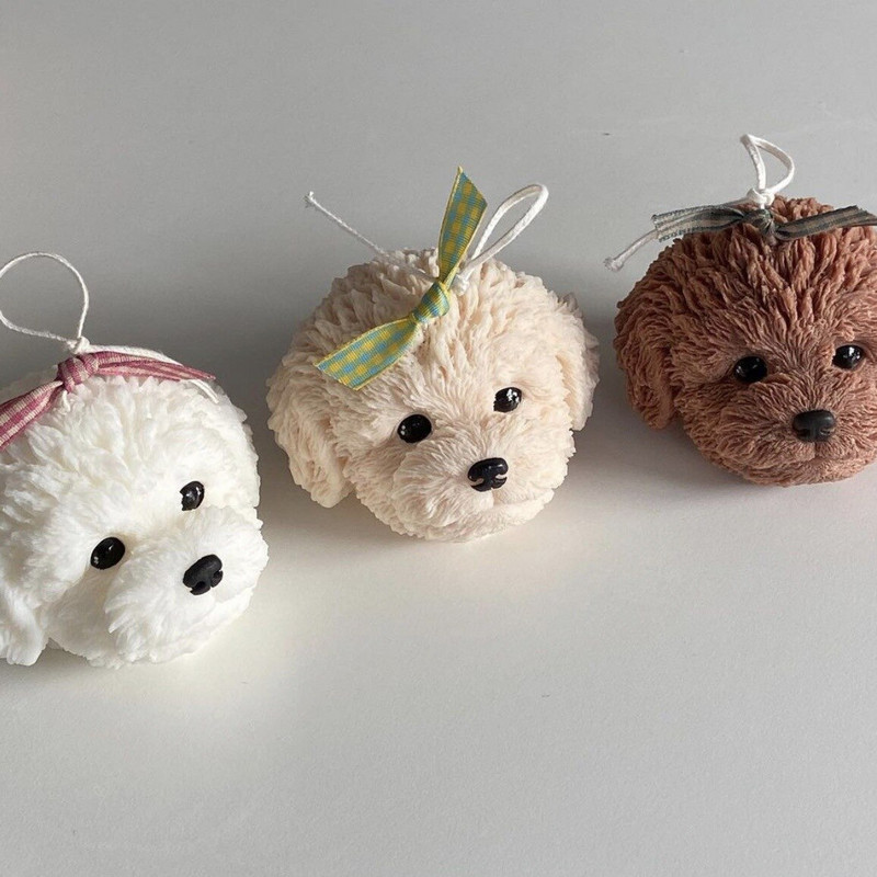 Χαριτωμένο Poodle Puppy Κερί Σιλικόνης για DIY Χειροποίητο Κερί Aromatherapy Γύψινα στολίδια Χειροτεχνία Καλούπι μους σαπουνιού