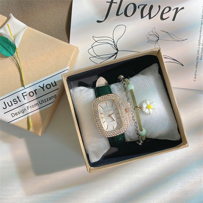 Moodne naiste käekell kividega - kolme värvi