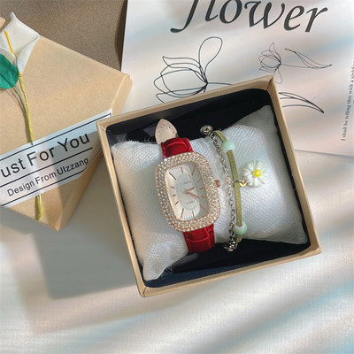 Moodne naiste käekell kividega - kolme värvi