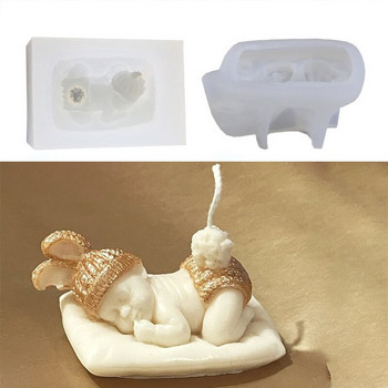 Направи си сам Спяща Baby Shower Candle Форма за изработване на силиконова гипсова смола занаяти Ръчно изработени форми за сапун Инструмент за шоколадов фондан