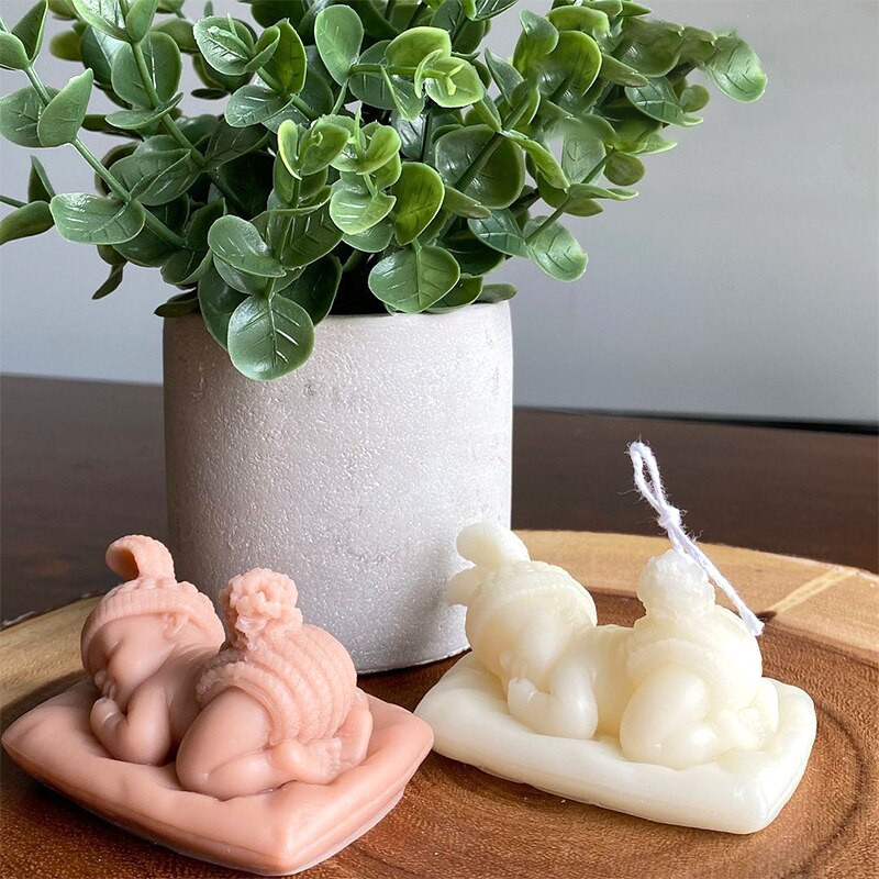 DIY Sleeping Baby Shower Candle Mold σιλικόνης γύψος ρητίνης Craft Φτιάχνοντας καλούπι Χειροποίητα καλούπια σαπουνιού Εργαλείο Καλούπι σοκολάτας φοντάν