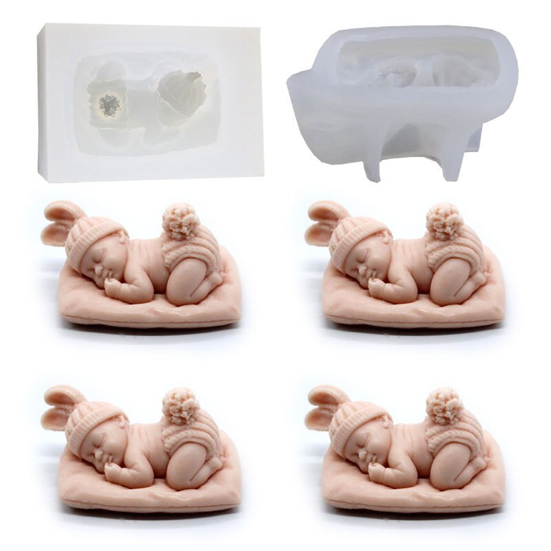 DIY Sleeping Baby Shower Candle Mold σιλικόνης γύψος ρητίνης Craft Φτιάχνοντας καλούπι Χειροποίητα καλούπια σαπουνιού Εργαλείο Καλούπι σοκολάτας φοντάν